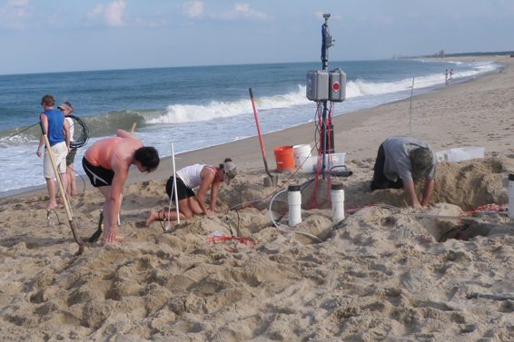 Earth Sciences, hydrogeology research at the beach at Herring Point, Cape Henlopen State Park.