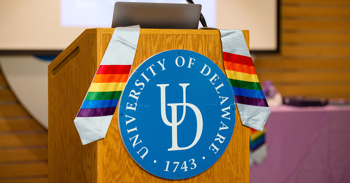 UD Podium with graduation stoles