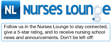 Nurses Lounge Logo and connect message to follow SON for news and announcements