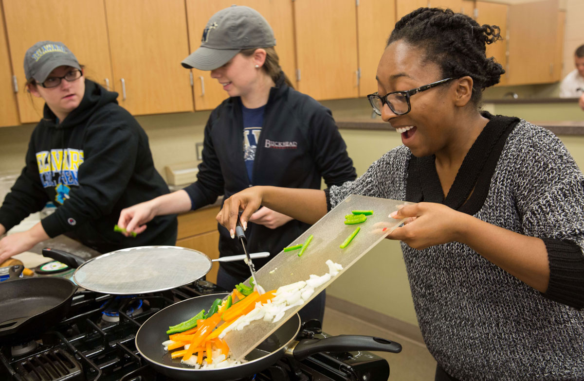 Class cooking in the food lab