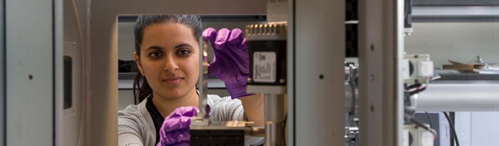 Chemical Engineering Closeup of a chemical engineering student in a lab.