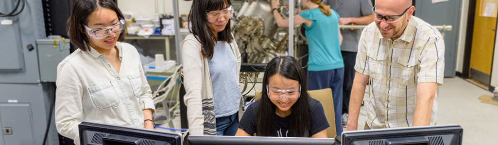 Materials Science and Engineering Students working together in a lab.