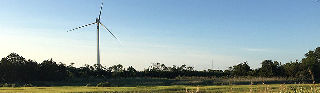 Scene of a wind turbine.