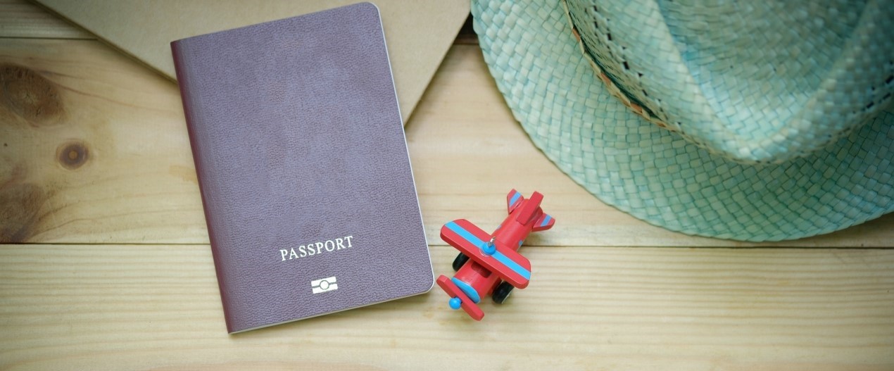 Passport Passport with small toy airplane