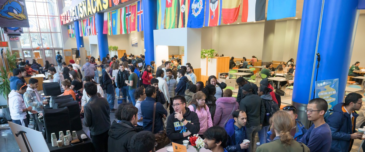 A photo of students at International Coffee Hour