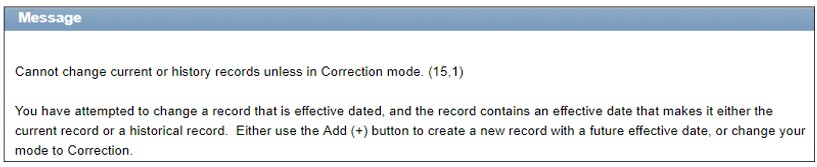 Correction Mode Error