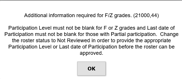grade roster level error grade roster level error