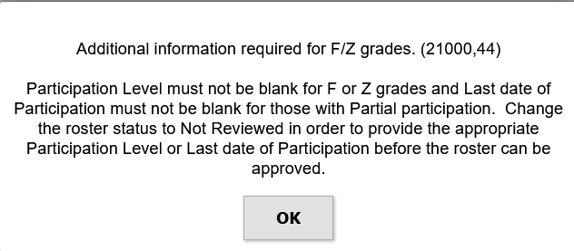 grade roster level error