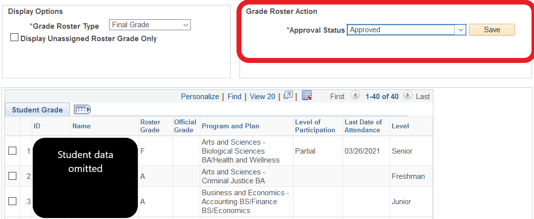 grade roster approval