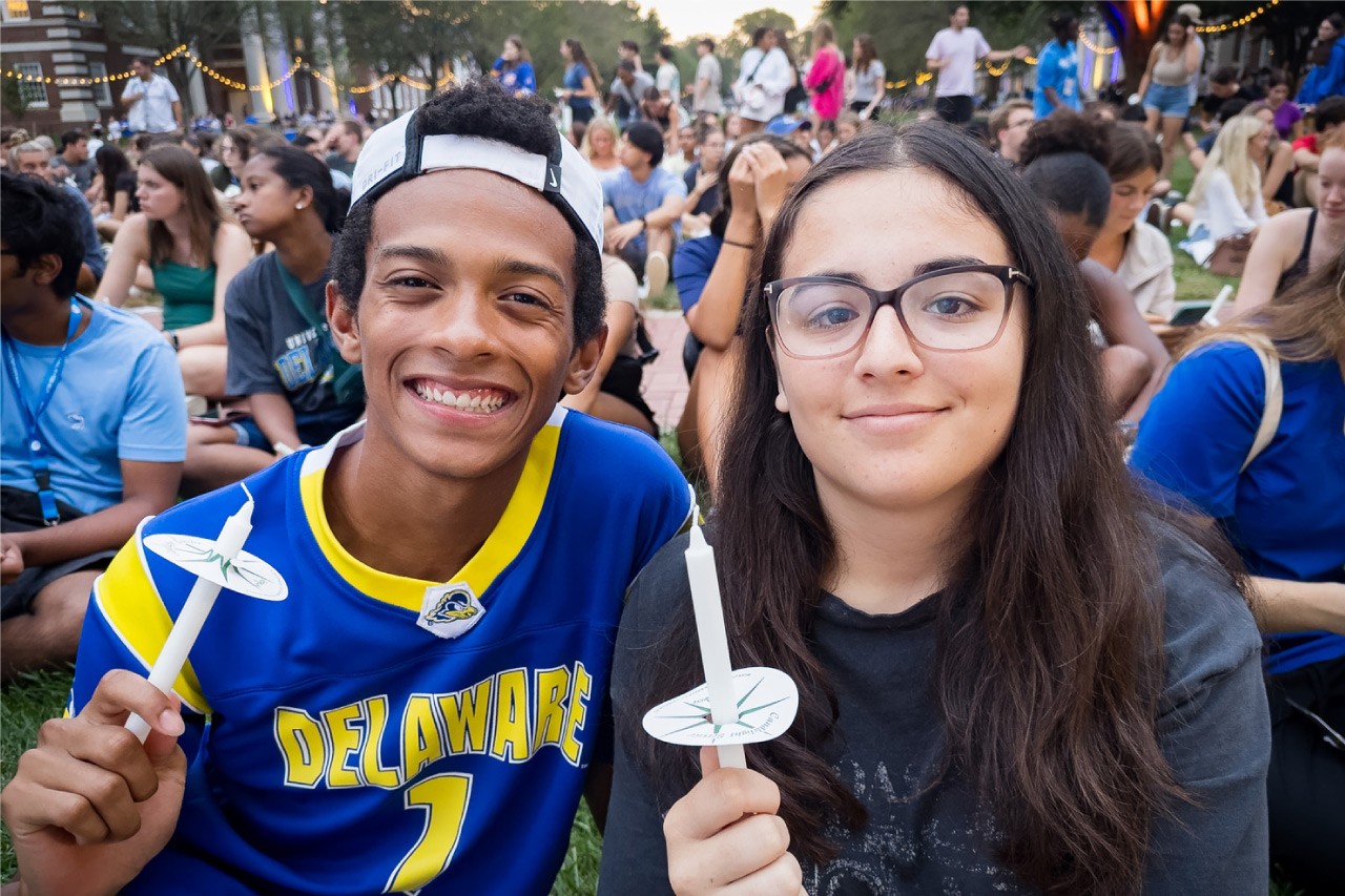 1743-Twilight_Induction_Ceremony-EK-082718 Class of 2022 Twilight Induction Ceremony held on the South Green on August 28, 2018. - (Evan Krape / University of Delaware)