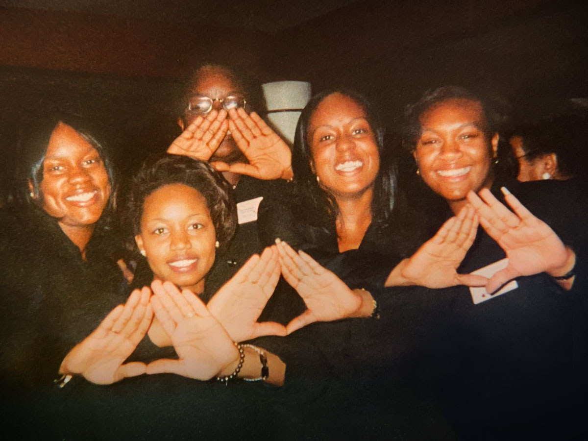 Tia Jackson-Truitt (second row, second from left) with her Delta Sigma Theta sorority sisters at a national conference. Tia Jackson-Truitt (second row, second from left) with her Delta Sigma Theta sorority sisters at a national conference.