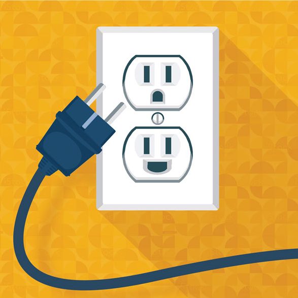 Illustration of plug next to outlet