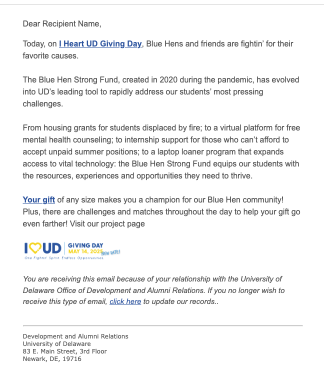 I Heart UD Giving Day I Heart UD Giving Day