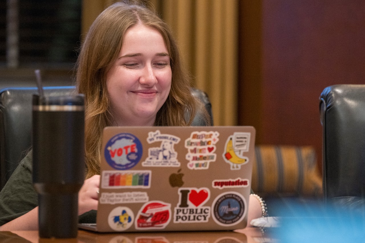 Civic Leadership and Policy Studies A person sitting in front of a laptop computer