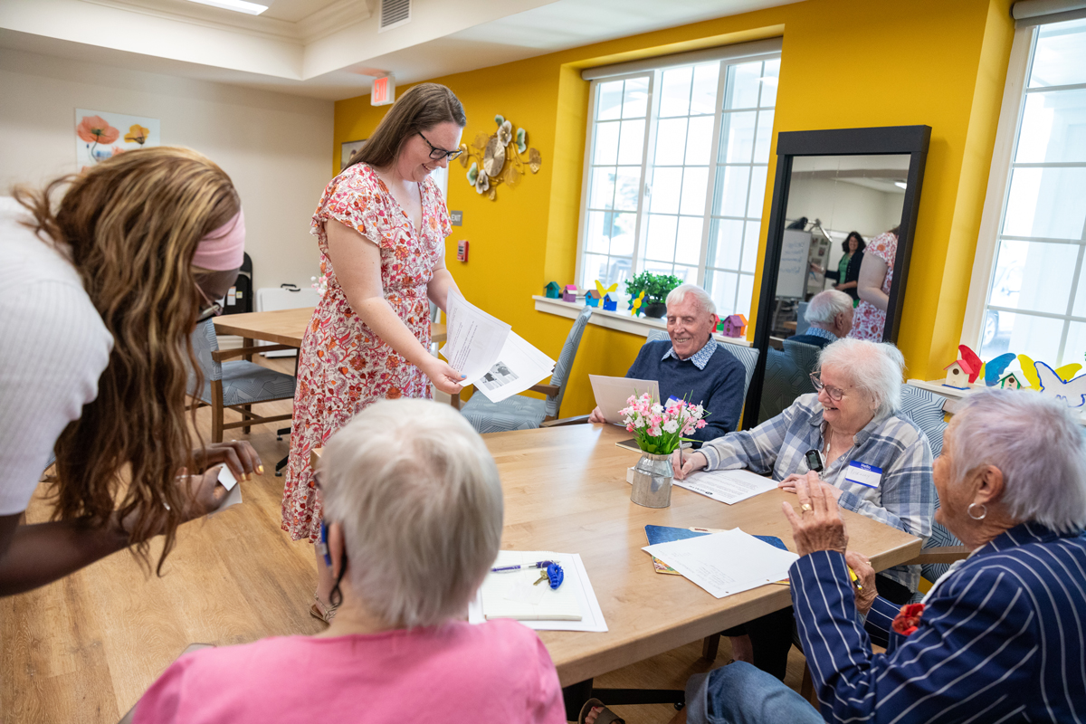 HBNS students working with individuals at an assisted living facility