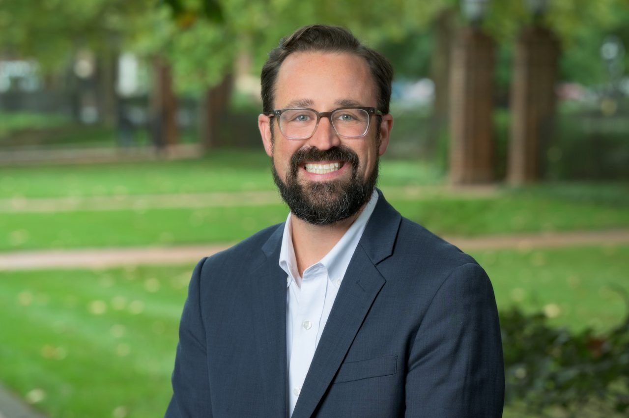 2025 environmental portrait of Tim Danos, Director of Pre-College Programs for UD's Undergraduate Admissions department.