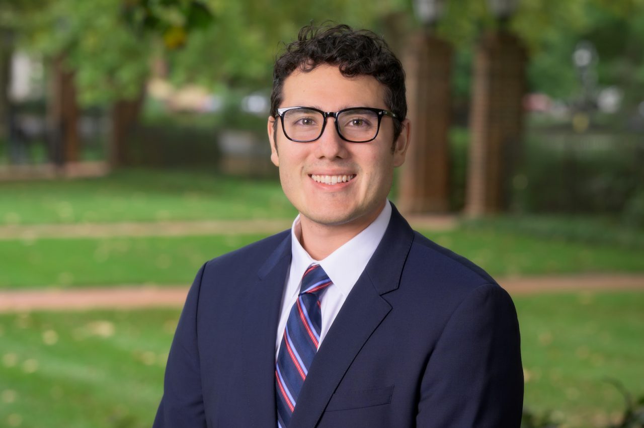 2025 environmental portrait of Raul Gomez, Admissions Counselor for UD's Undergraduate Admissions department.