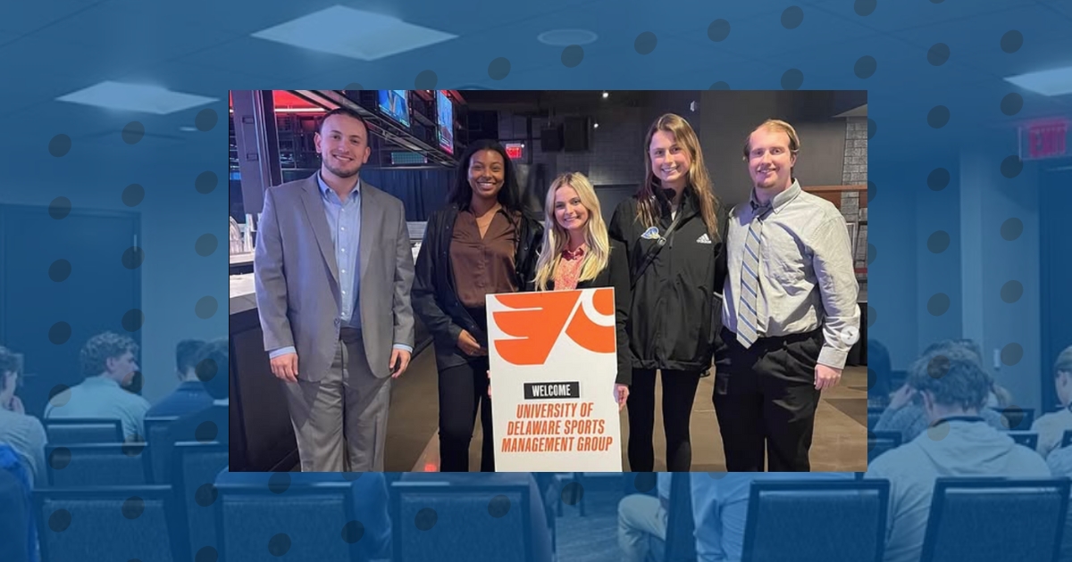 The Future Professionals of the Sports Management Industry club at an event in 2023.