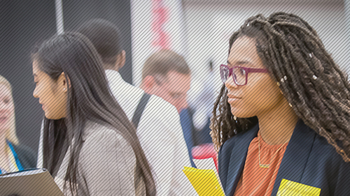 Identity-Based Resources Photo of students participating in career fair