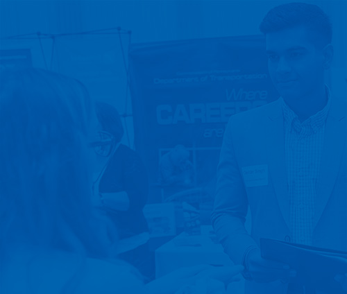 Job & Internship Search blue image of students