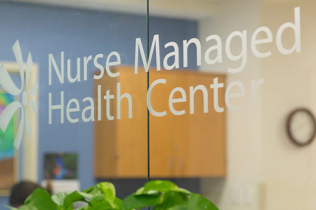 Nurse Managed Health Care etched into a mirror