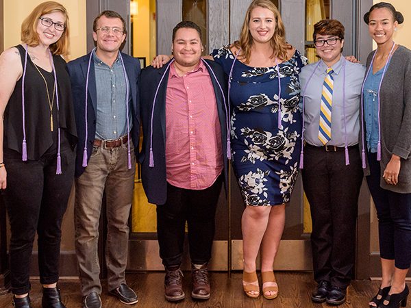 The first Lavender Graduation ceremony for LGBTQ students was celebrated with students graduating as part of the class of 2017. Co-sponsored by the Division of Student Life, Residence Life and Housing, and the Office of Equity and Inclusion and held in Bayard Sharp Hall. - (Evan Krape / University of Delaware)