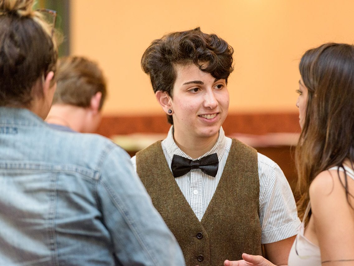 The first Lavender Graduation ceremony for LGBTQ students was celebrated with students graduating as part of the class of 2017. Co-sponsored by the Division of Student Life, Residence Life and Housing, and the Office of Equity and Inclusion and held in Bayard Sharp Hall. - (Evan Krape / University of Delaware)