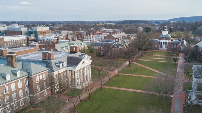 Aerial images of The Green and surrounding buildings on a (very) cold January day in 2022.

Pictured: North Central Green