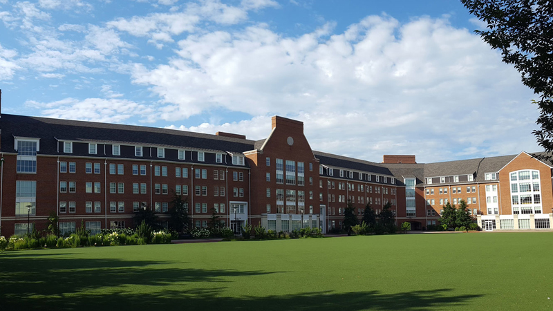View from opposite corner of the Independence Turf of outside of Independence East and West