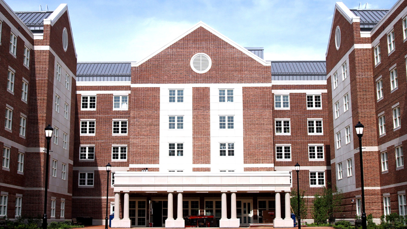 Back of Louis Redding Hall, which sits in a U-shape.