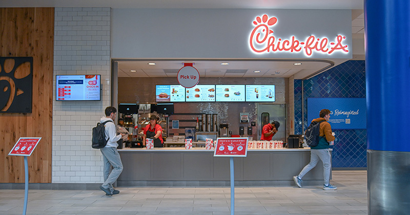 Students order food at Chick-fil-A