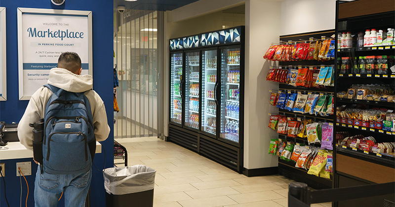 Stocked shelves in Perkins Marketplace