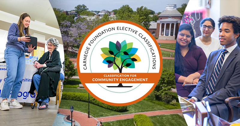 Collage of images showing UD's involvement in community engagement initiatives