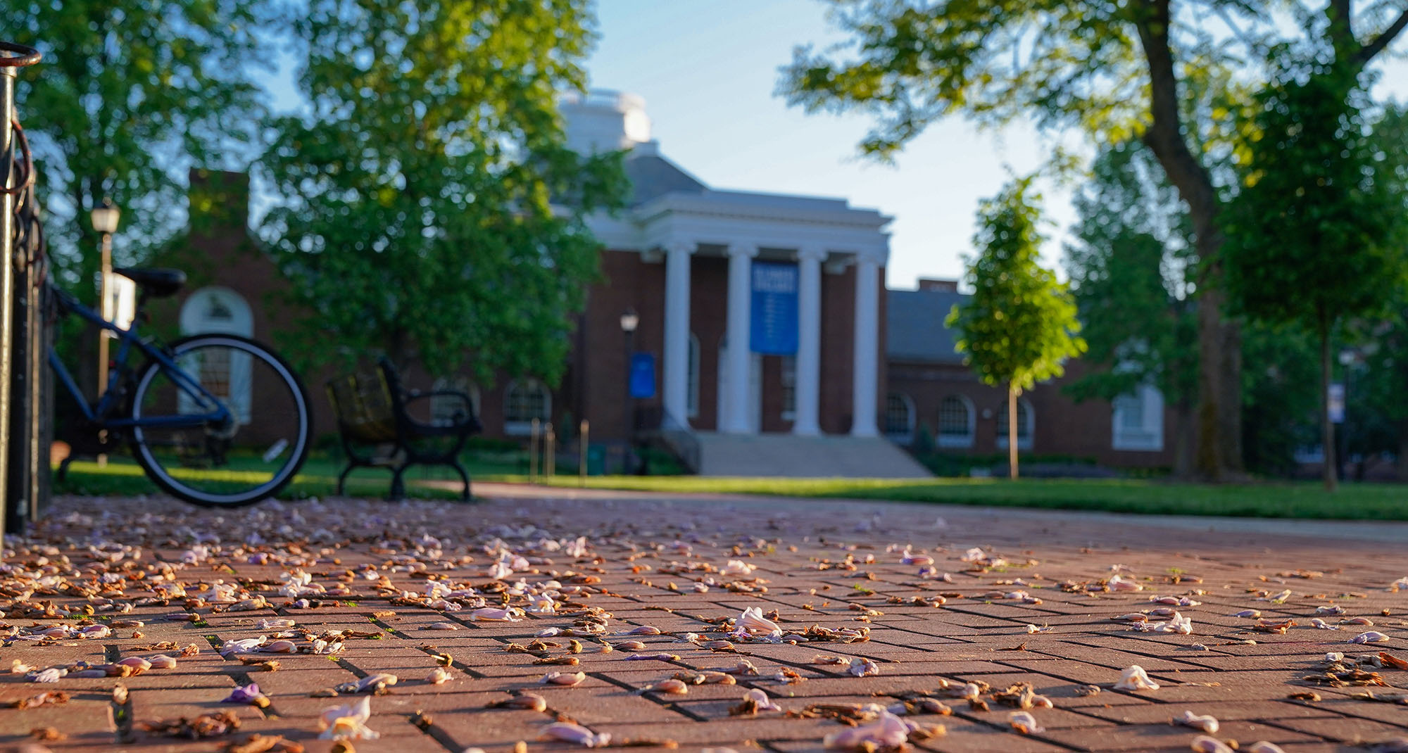Image of Memorial Hall with Delaware Declares Banner.