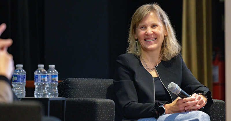 Photo of UD President Laura Carlson at the 2026 DAWN Leadership Summit
