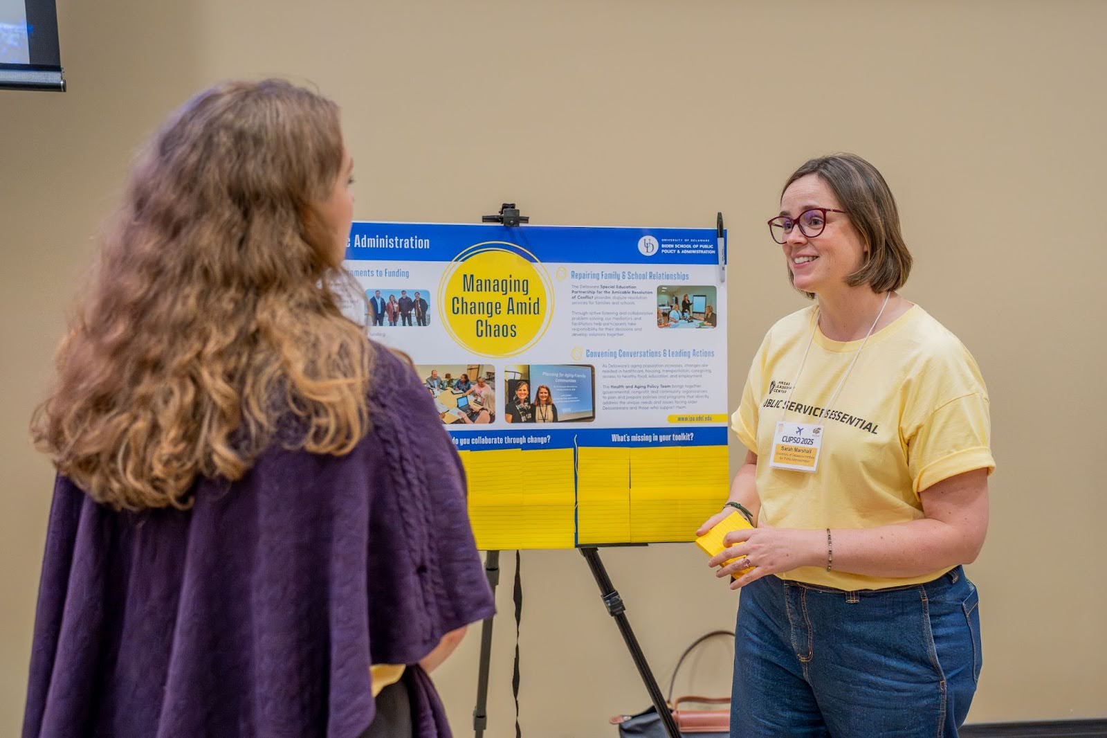 Sarah Marshall is pictured here speaking to fellow CUPSO attendee