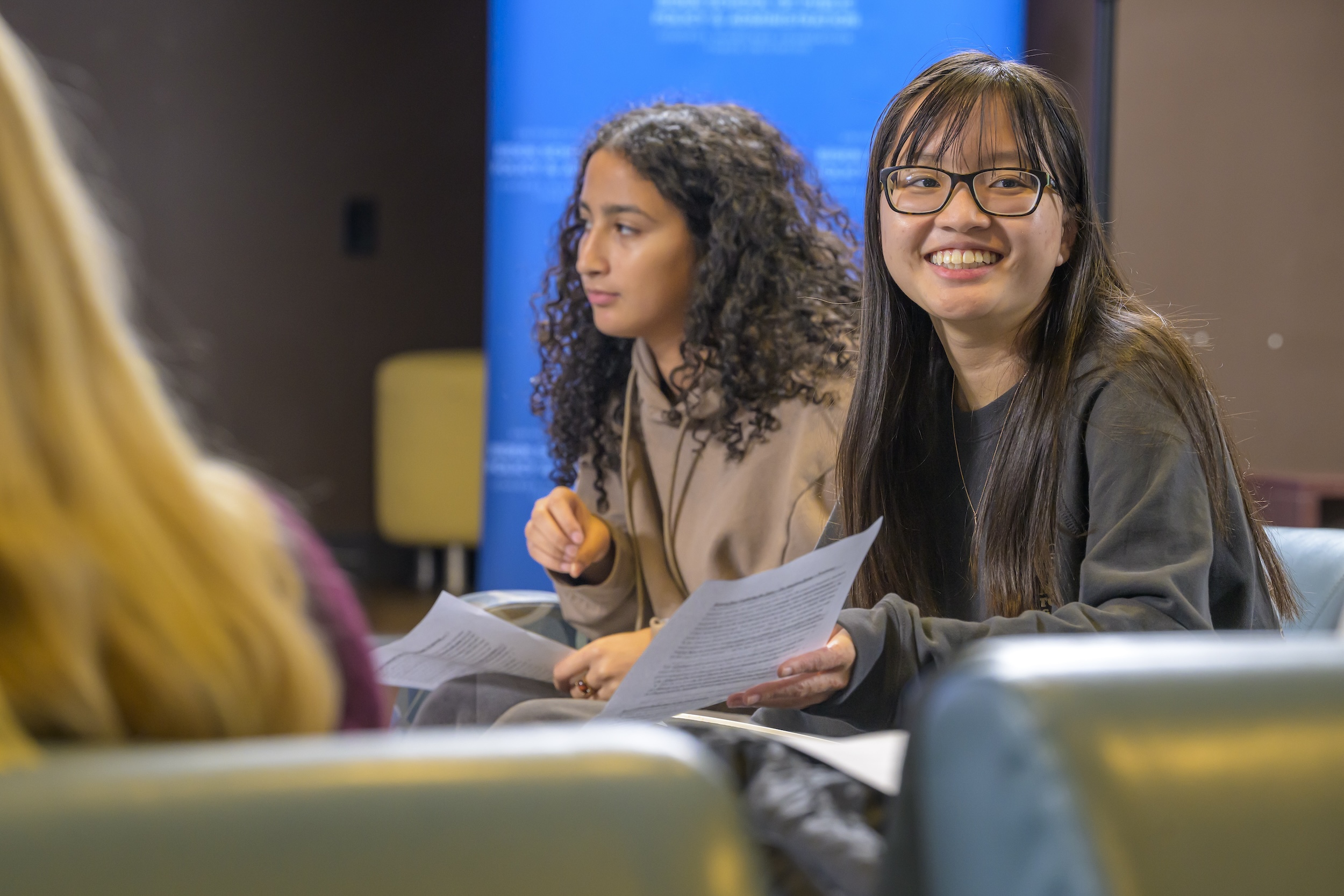A group of students in discussion at Campus Conversations