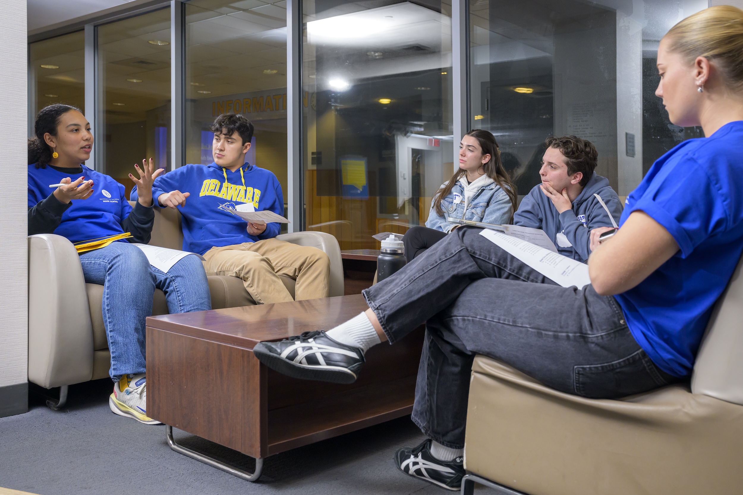 A group of students in discussion at Campus Conversations