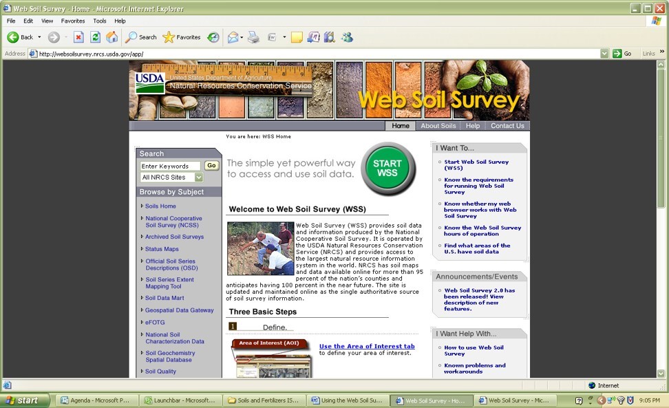 Figure 1. The home page for the USDA-NRCS Web Soil Survey.