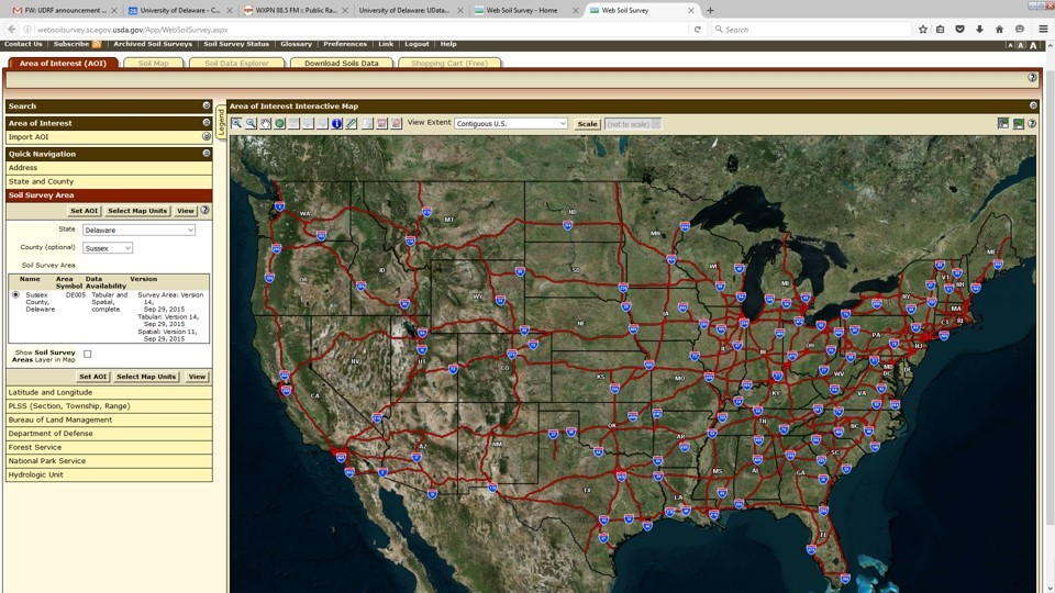 The Area of Interest (AOI) tab is used to navigate to a specific location within the U.S.