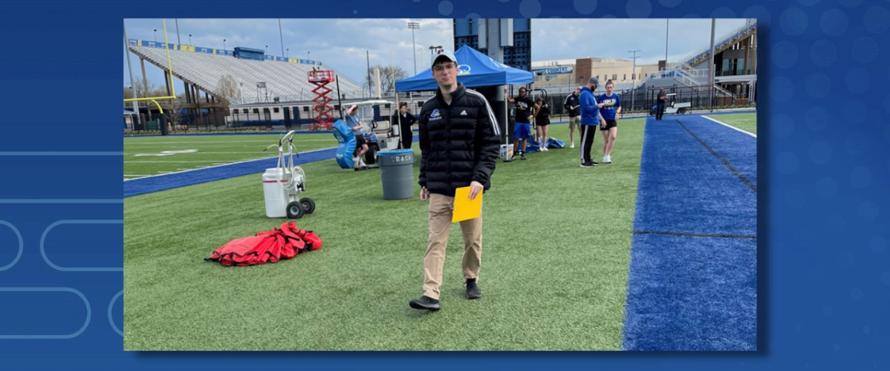 UD graduate Brett Kelly collected, interpreted and analyzed practice and game statistics for UD’s football team