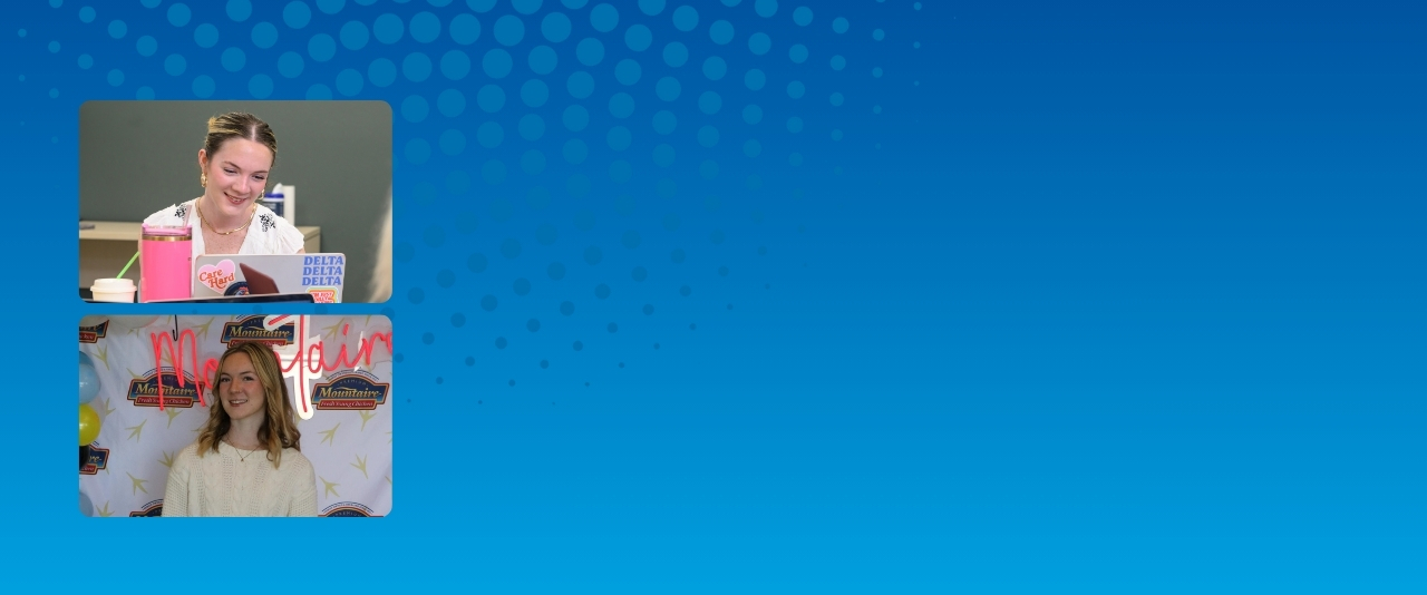 Keeley McCormick in the class room, and posing at Mountaire Farms.