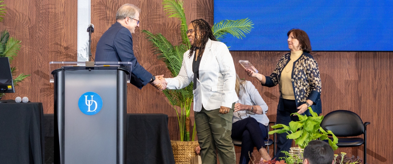 Jennifer Seabrook-Scott receiving an award.