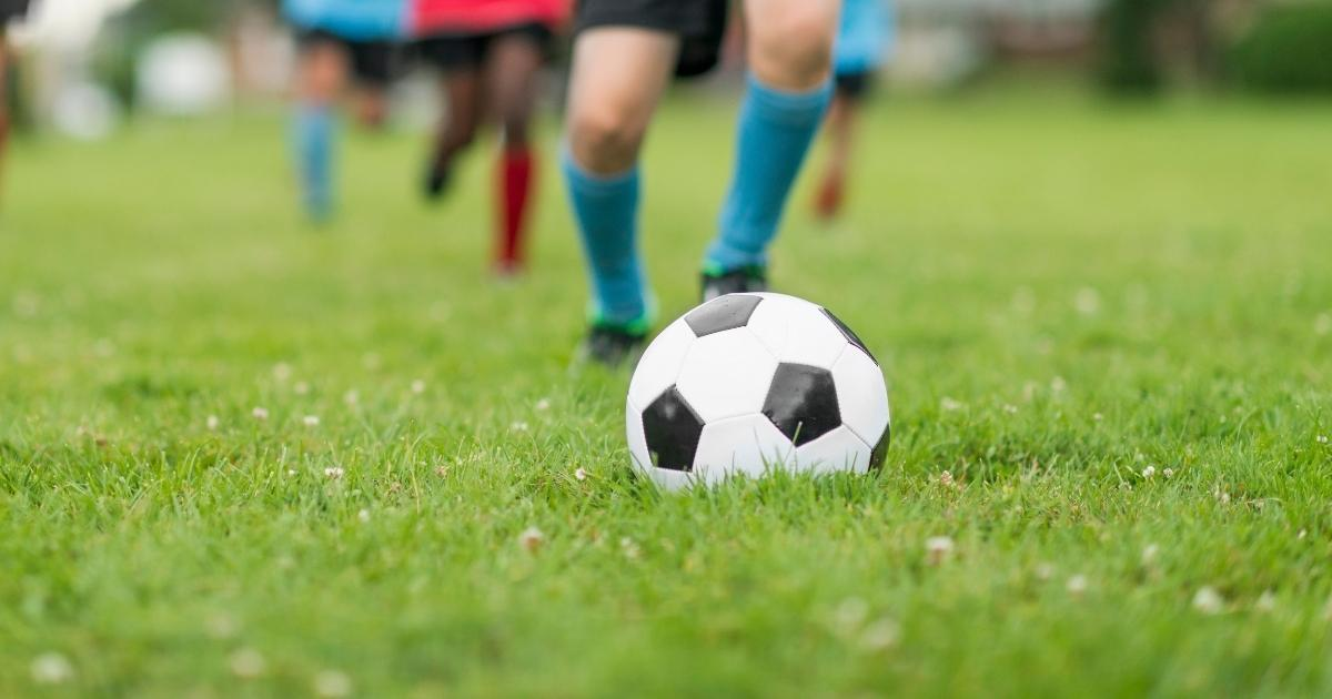 Children playing soccer