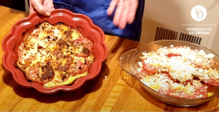 A image of the baked and unbaked Tomato Feta Pie