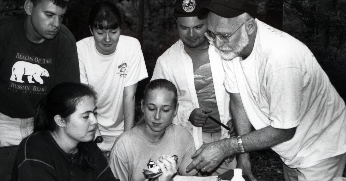 Roland Roth teaching in Ecology Woods.