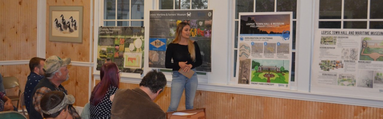 Female student presenting Leipsic Town Landscape Design