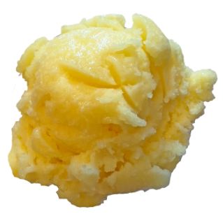 A scoop of Passion Fruit Sorbet.