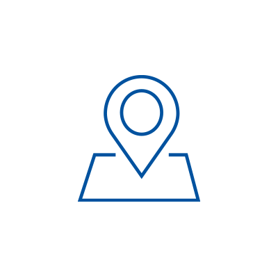 blue map marker on white circle
