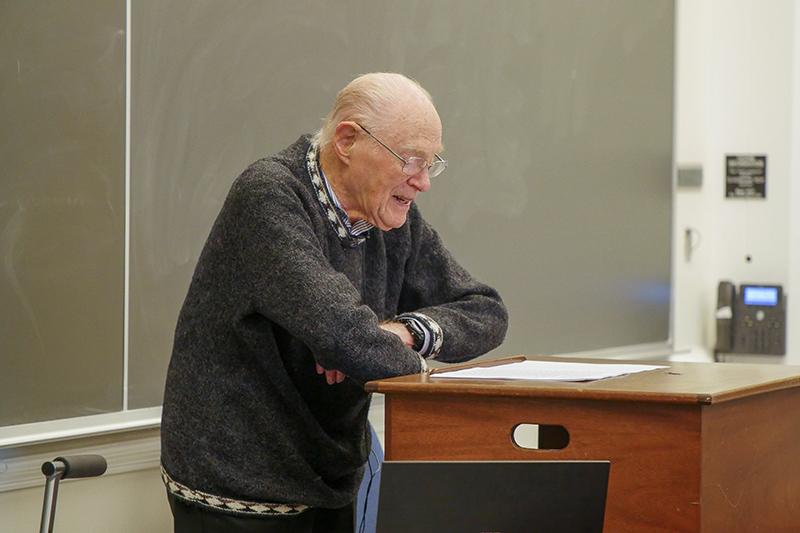 Jan Rocek speaking to students in HIST254: Jewish Holocaust 1933-1945 on March 4, 2026